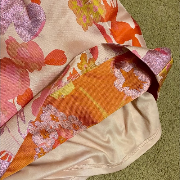 Lulus So Stunning Pink & Orange Multi Floral Jacquard Puff Sleeve Mini Dress XXL - Picture 8 of 8